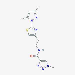 molecular formula C14H17N7OS B6506391 N-{2-[2-(3,5-dimethyl-1H-pyrazol-1-yl)-1,3-thiazol-4-yl]ethyl}-1-methyl-1H-1,2,3-triazole-4-carboxamide CAS No. 1421509-69-4