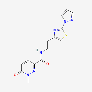 molecular formula C14H14N6O2S B6506393 1-methyl-6-oxo-N-{2-[2-(1H-pyrazol-1-yl)-1,3-thiazol-4-yl]ethyl}-1,6-dihydropyridazine-3-carboxamide CAS No. 1428347-89-0