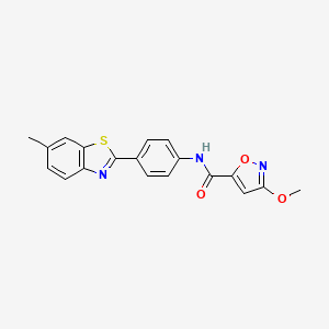 molecular formula C19H15N3O3S B6506415 3-methoxy-N-[4-(6-methyl-1,3-benzothiazol-2-yl)phenyl]-1,2-oxazole-5-carboxamide CAS No. 1428358-55-7