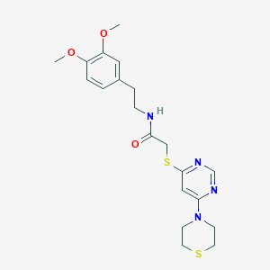 molecular formula C20H26N4O3S2 B6506430 N-[2-(3,4-dimethoxyphenyl)ethyl]-2-{[6-(thiomorpholin-4-yl)pyrimidin-4-yl]sulfanyl}acetamide CAS No. 1421499-70-8