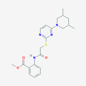methyl 2-(2-{[4-(3,5-dimethylpiperidin-1-yl)pyrimidin-2-yl]sulfanyl}acetamido)benzoate
