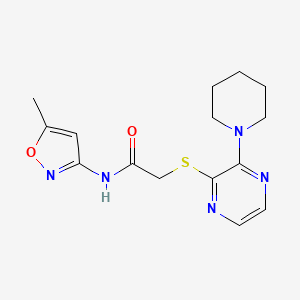 molecular formula C15H19N5O2S B6506440 N-(5-methyl-1,2-oxazol-3-yl)-2-{[3-(piperidin-1-yl)pyrazin-2-yl]sulfanyl}acetamide CAS No. 1421482-94-1
