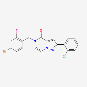 molecular formula C19H12BrClFN3O B6506461 5-[(4-bromo-2-fluorophenyl)methyl]-2-(2-chlorophenyl)-4H,5H-pyrazolo[1,5-a]pyrazin-4-one CAS No. 1428351-44-3