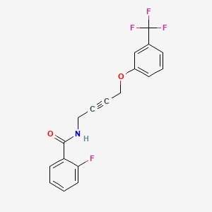 molecular formula C18H13F4NO2 B6506506 2-fluoro-N-{4-[3-(trifluoromethyl)phenoxy]but-2-yn-1-yl}benzamide CAS No. 1421527-02-7