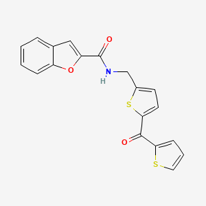 N-{[5-(thiophene-2-carbonyl)thiophen-2-yl]methyl}-1-benzofuran-2-carboxamide