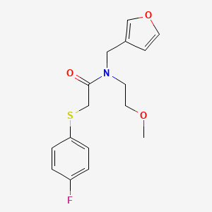 molecular formula C16H18FNO3S B6506635 2-[(4-fluorophenyl)sulfanyl]-N-[(furan-3-yl)methyl]-N-(2-methoxyethyl)acetamide CAS No. 1421457-43-3