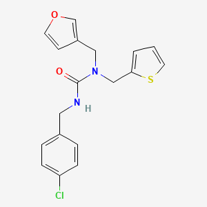 1-[(4-chlorophenyl)methyl]-3-[(furan-3-yl)methyl]-3-[(thiophen-2-yl)methyl]urea
