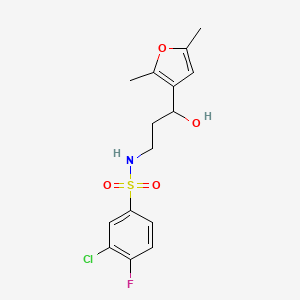 molecular formula C15H17ClFNO4S B6506755 3-chloro-N-[3-(2,5-dimethylfuran-3-yl)-3-hydroxypropyl]-4-fluorobenzene-1-sulfonamide CAS No. 1421452-06-3