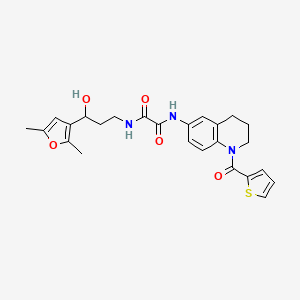 molecular formula C25H27N3O5S B6506765 N-[3-(2,5-dimethylfuran-3-yl)-3-hydroxypropyl]-N'-[1-(thiophene-2-carbonyl)-1,2,3,4-tetrahydroquinolin-6-yl]ethanediamide CAS No. 1421528-97-3