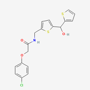 molecular formula C18H16ClNO3S2 B6506775 2-(4-chlorophenoxy)-N-({5-[hydroxy(thiophen-2-yl)methyl]thiophen-2-yl}methyl)acetamide CAS No. 1421485-63-3