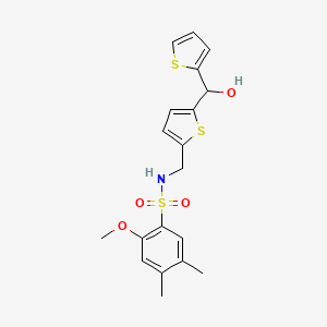 molecular formula C19H21NO4S3 B6506792 N-({5-[hydroxy(thiophen-2-yl)methyl]thiophen-2-yl}methyl)-2-methoxy-4,5-dimethylbenzene-1-sulfonamide CAS No. 1421513-96-3