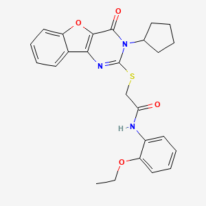 molecular formula C25H25N3O4S B6506872 2-({5-cyclopentyl-6-oxo-8-oxa-3,5-diazatricyclo[7.4.0.0^{2,7}]trideca-1(9),2(7),3,10,12-pentaen-4-yl}sulfanyl)-N-(2-ethoxyphenyl)acetamide CAS No. 923140-80-1