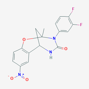 molecular formula C17H13F2N3O4 B6506873 10-(3,4-difluorophenyl)-9-methyl-4-nitro-8-oxa-10,12-diazatricyclo[7.3.1.0^{2,7}]trideca-2,4,6-trien-11-one CAS No. 899986-60-8