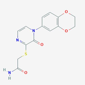 molecular formula C14H13N3O4S B6506900 2-{[4-(2,3-dihydro-1,4-benzodioxin-6-yl)-3-oxo-3,4-dihydropyrazin-2-yl]sulfanyl}acetamide CAS No. 899943-76-1
