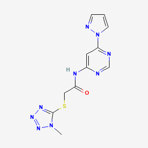 2-[(1-methyl-1H-1,2,3,4-tetrazol-5-yl)sulfanyl]-N-[6-(1H-pyrazol-1-yl)pyrimidin-4-yl]acetamide