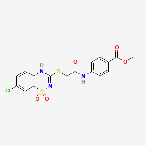 molecular formula C17H14ClN3O5S2 B6506950 methyl 4-{2-[(7-chloro-1,1-dioxo-4H-1lambda6,2,4-benzothiadiazin-3-yl)sulfanyl]acetamido}benzoate CAS No. 899966-03-1