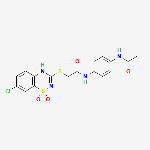 molecular formula C17H15ClN4O4S2 B6506955 2-[(7-chloro-1,1-dioxo-4H-1lambda6,2,4-benzothiadiazin-3-yl)sulfanyl]-N-(4-acetamidophenyl)acetamide CAS No. 899976-74-0