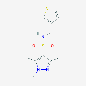 molecular formula C11H15N3O2S2 B6506977 1,3,5-trimethyl-N-[(thiophen-3-yl)methyl]-1H-pyrazole-4-sulfonamide CAS No. 1428378-73-7