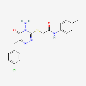 molecular formula C19H18ClN5O2S B6507008 2-({4-amino-6-[(4-chlorophenyl)methyl]-5-oxo-4,5-dihydro-1,2,4-triazin-3-yl}sulfanyl)-N-(4-methylphenyl)acetamide CAS No. 886960-77-6