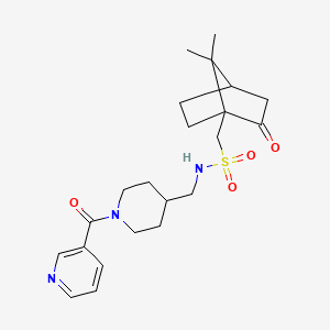 molecular formula C22H31N3O4S B6507046 1-{7,7-dimethyl-2-oxobicyclo[2.2.1]heptan-1-yl}-N-{[1-(pyridine-3-carbonyl)piperidin-4-yl]methyl}methanesulfonamide CAS No. 1797068-73-5