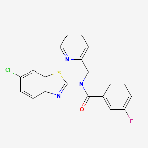 molecular formula C20H13ClFN3OS B6507060 N-(6-chloro-1,3-benzothiazol-2-yl)-3-fluoro-N-[(pyridin-2-yl)methyl]benzamide CAS No. 942003-18-1