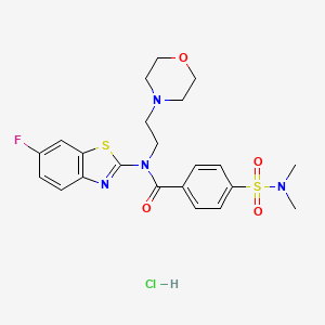 molecular formula C22H26ClFN4O4S2 B6507102 4-(dimethylsulfamoyl)-N-(6-fluoro-1,3-benzothiazol-2-yl)-N-[2-(morpholin-4-yl)ethyl]benzamide hydrochloride CAS No. 1216474-74-6
