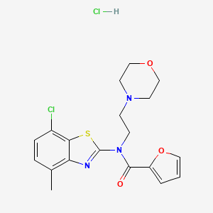 molecular formula C19H21Cl2N3O3S B6507106 N-(7-chloro-4-methyl-1,3-benzothiazol-2-yl)-N-[2-(morpholin-4-yl)ethyl]furan-2-carboxamide hydrochloride CAS No. 1216695-39-4