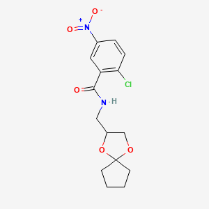 molecular formula C15H17ClN2O5 B6507148 2-chloro-N-({1,4-dioxaspiro[4.4]nonan-2-yl}methyl)-5-nitrobenzamide CAS No. 923233-20-9