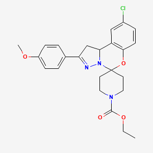 ethyl 12'-chloro-4'-(4-methoxyphenyl)-8'-oxa-5',6'-diazaspiro[piperidine-4,7'-tricyclo[7.4.0.0^{2,6}]tridecane]-1'(9'),4',10',12'-tetraene-1-carboxylate