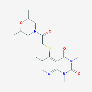 molecular formula C18H24N4O4S B6507221 5-{[2-(2,6-dimethylmorpholin-4-yl)-2-oxoethyl]sulfanyl}-1,3,6-trimethyl-1H,2H,3H,4H-pyrido[2,3-d]pyrimidine-2,4-dione CAS No. 899940-38-6