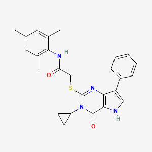 2-({3-cyclopropyl-4-oxo-7-phenyl-3H,4H,5H-pyrrolo[3,2-d]pyrimidin-2-yl}sulfanyl)-N-(2,4,6-trimethylphenyl)acetamide