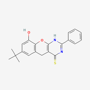 molecular formula C21H20N2O2S B6507342 7-tert-butyl-9-hydroxy-2-phenyl-3H,4H,5H-chromeno[2,3-d]pyrimidine-4-thione CAS No. 866897-08-7