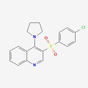 molecular formula C19H17ClN2O2S B6507370 3-(4-chlorobenzenesulfonyl)-4-(pyrrolidin-1-yl)quinoline CAS No. 895647-42-4
