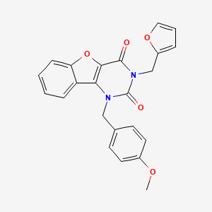 5-[(furan-2-yl)methyl]-3-[(4-methoxyphenyl)methyl]-8-oxa-3,5-diazatricyclo[7.4.0.0^{2,7}]trideca-1(9),2(7),10,12-tetraene-4,6-dione