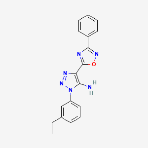molecular formula C18H16N6O B6507392 1-(3-ethylphenyl)-4-(3-phenyl-1,2,4-oxadiazol-5-yl)-1H-1,2,3-triazol-5-amine CAS No. 892761-33-0