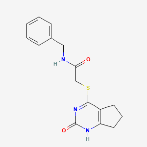 molecular formula C16H17N3O2S B6507400 N-benzyl-2-({2-oxo-1H,2H,5H,6H,7H-cyclopenta[d]pyrimidin-4-yl}sulfanyl)acetamide CAS No. 933230-32-1