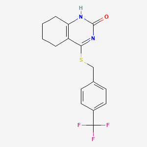 molecular formula C16H15F3N2OS B6507426 4-({[4-(trifluoromethyl)phenyl]methyl}sulfanyl)-1,2,5,6,7,8-hexahydroquinazolin-2-one CAS No. 898444-39-8