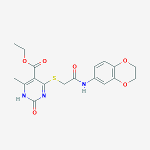 molecular formula C18H19N3O6S B6507453 ethyl 4-({[(2,3-dihydro-1,4-benzodioxin-6-yl)carbamoyl]methyl}sulfanyl)-6-methyl-2-oxo-1,2-dihydropyrimidine-5-carboxylate CAS No. 946354-48-9
