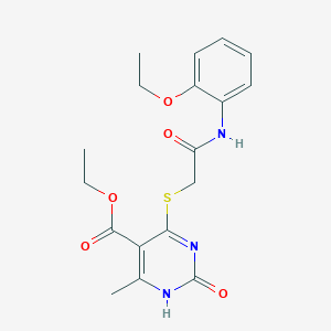 molecular formula C18H21N3O5S B6507459 ethyl 4-({[(2-ethoxyphenyl)carbamoyl]methyl}sulfanyl)-6-methyl-2-oxo-1,2-dihydropyrimidine-5-carboxylate CAS No. 946252-98-8