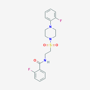 molecular formula C19H21F2N3O3S B6507535 2-fluoro-N-(2-{[4-(2-fluorophenyl)piperazin-1-yl]sulfonyl}ethyl)benzamide CAS No. 897613-54-6