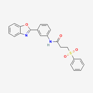 3-(benzenesulfonyl)-N-[3-(1,3-benzoxazol-2-yl)phenyl]propanamide