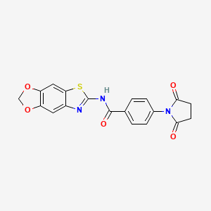 molecular formula C19H13N3O5S B6507585 N-{4,6-dioxa-10-thia-12-azatricyclo[7.3.0.0^{3,7}]dodeca-1(9),2,7,11-tetraen-11-yl}-4-(2,5-dioxopyrrolidin-1-yl)benzamide CAS No. 892857-75-9