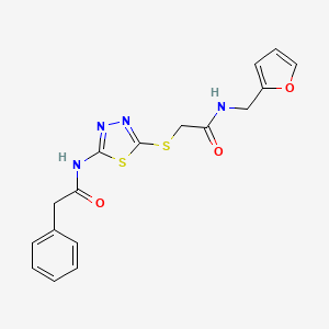 molecular formula C17H16N4O3S2 B6507636 N-[(furan-2-yl)methyl]-2-{[5-(2-phenylacetamido)-1,3,4-thiadiazol-2-yl]sulfanyl}acetamide CAS No. 868974-84-9