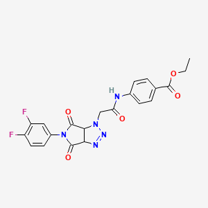 ethyl 4-{2-[5-(3,4-difluorophenyl)-4,6-dioxo-1H,3aH,4H,5H,6H,6aH-pyrrolo[3,4-d][1,2,3]triazol-1-yl]acetamido}benzoate