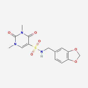 molecular formula C14H15N3O6S B6507751 N-[(2H-1,3-benzodioxol-5-yl)methyl]-1,3-dimethyl-2,4-dioxo-1,2,3,4-tetrahydropyrimidine-5-sulfonamide CAS No. 874806-44-7
