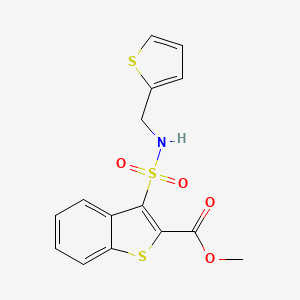 molecular formula C15H13NO4S3 B6507801 methyl 3-{[(thiophen-2-yl)methyl]sulfamoyl}-1-benzothiophene-2-carboxylate CAS No. 899966-18-8