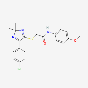 molecular formula C20H20ClN3O2S B6507924 2-{[5-(4-chlorophenyl)-2,2-dimethyl-2H-imidazol-4-yl]sulfanyl}-N-(4-methoxyphenyl)acetamide CAS No. 899927-51-6