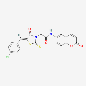 2-[(5Z)-5-[(4-chlorophenyl)methylidene]-4-oxo-2-sulfanylidene-1,3-thiazolidin-3-yl]-N-(2-oxo-2H-chromen-6-yl)acetamide