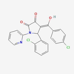 molecular formula C22H14Cl2N2O3 B6508022 4-(4-chlorobenzoyl)-5-(2-chlorophenyl)-3-hydroxy-1-(pyridin-2-yl)-2,5-dihydro-1H-pyrrol-2-one CAS No. 406200-66-6