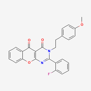 molecular formula C26H19FN2O4 B6508039 2-(2-fluorophenyl)-3-[2-(4-methoxyphenyl)ethyl]-3H,4H,5H-chromeno[2,3-d]pyrimidine-4,5-dione CAS No. 896845-62-8